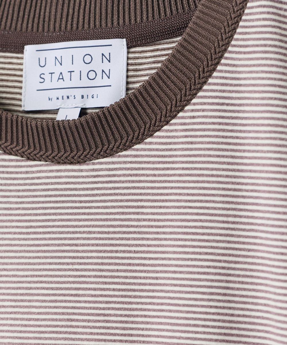 UNION STATION ヴィンテージライクミジンボーダーTシャツ＜ストレッチ・マシンウォッシャブル＞ ホワイト系その他