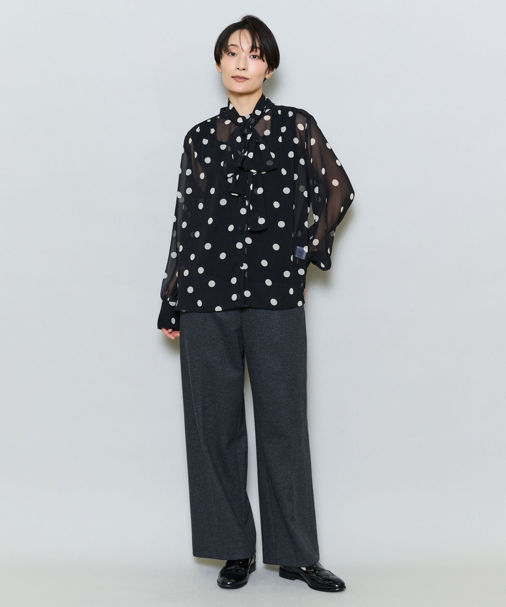 MOGA ウールライクジャージセミワイドパンツ チャコールグレー