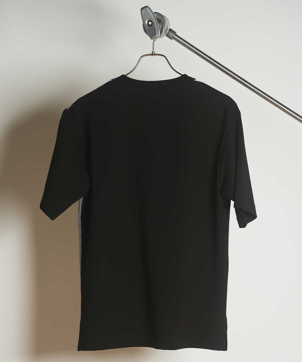 UNION STATION ニット×ポンチ切り替えTシャツ ブラック