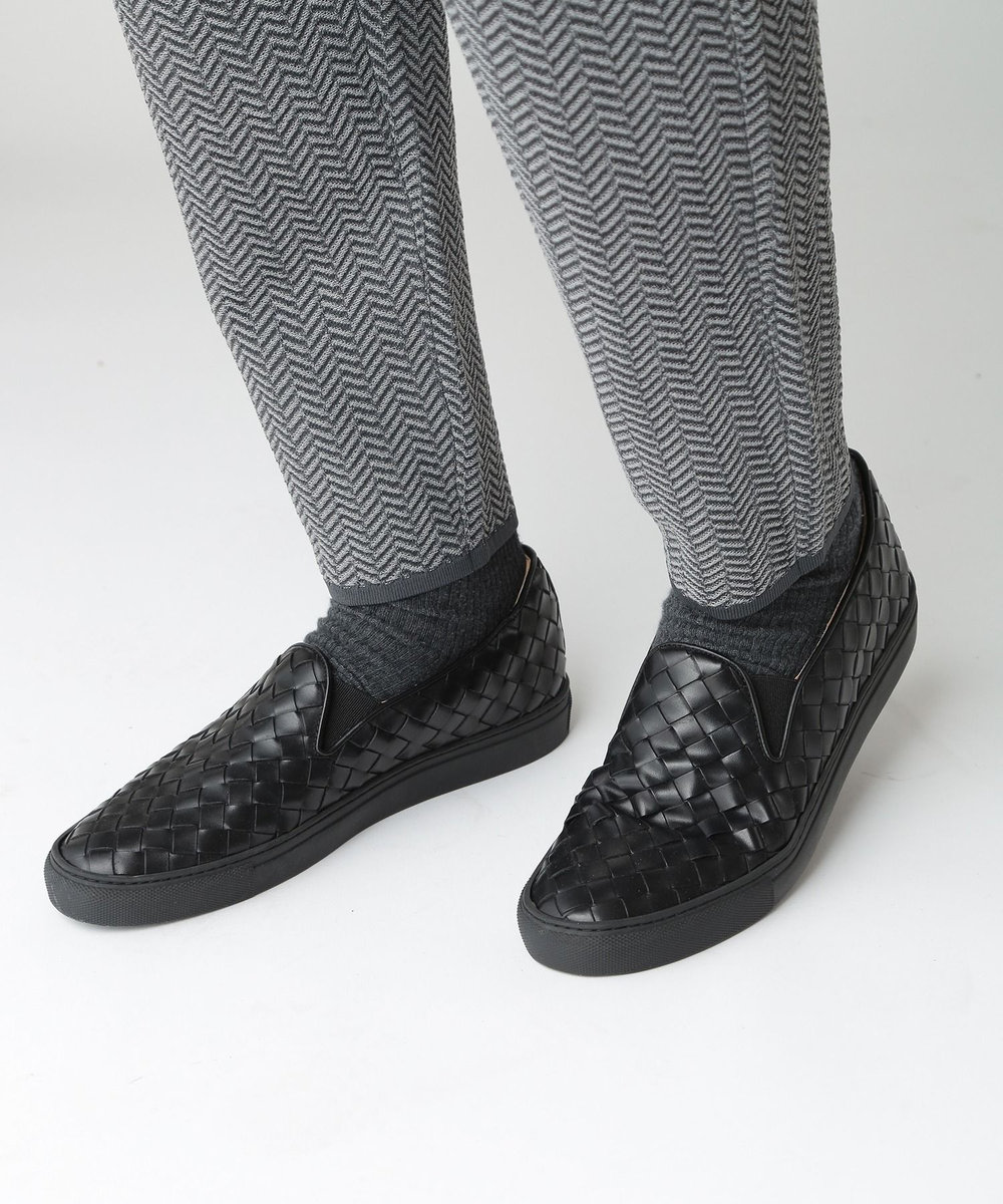 MEN'S BIGI メッシュレザー スニーカー ブラック