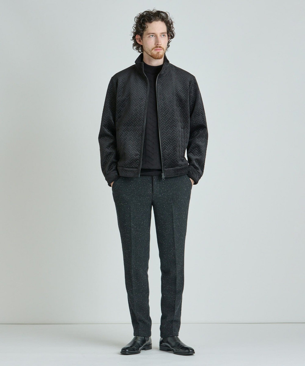 MEN'S BIGI ベロアキルトステッチブルゾン ブラック