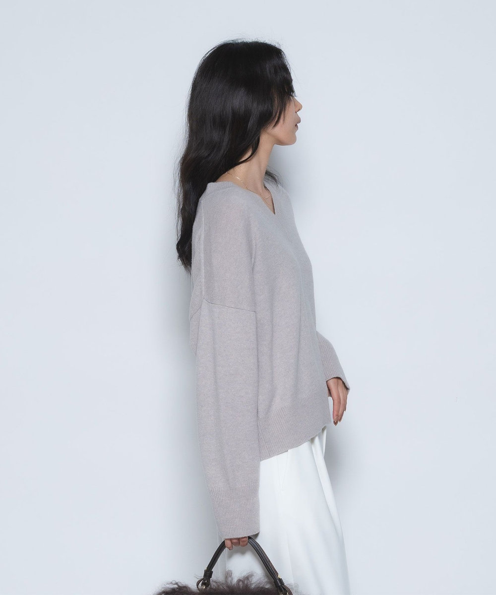 1er Arrondissement ウールカシミアVネックニット モカ