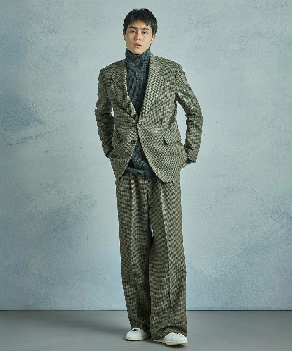 MEN'S BIGI 【50th Anniv . 菊池武夫】WOOL HOUNDSTOOTH JACKET カーキ