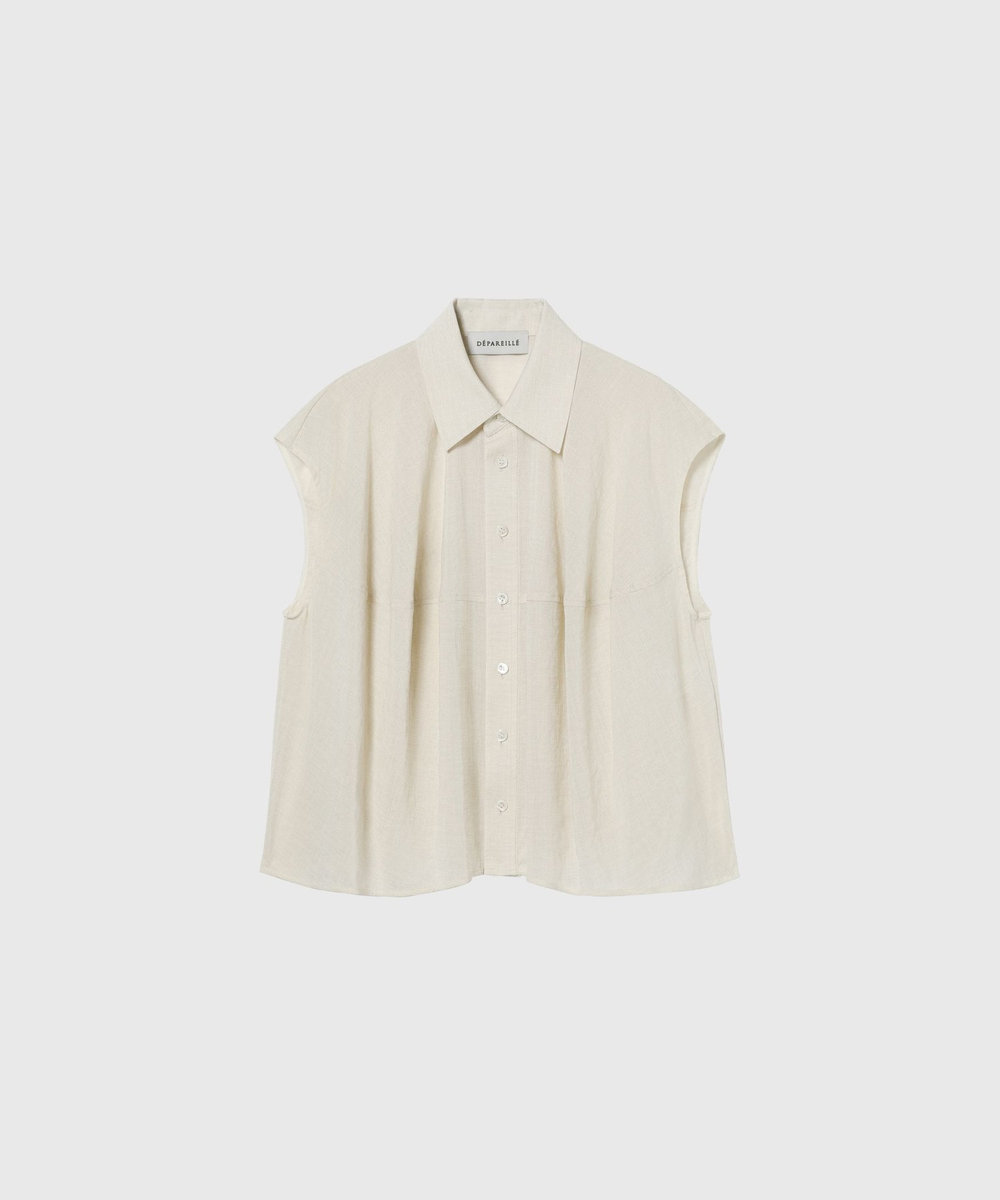 DÉPAREILLÉ TRIACETATE SLUB FRENCH SLEEVE BLOUSE /トリアセテートスラブフレンチスリーブブラウス ベージュ