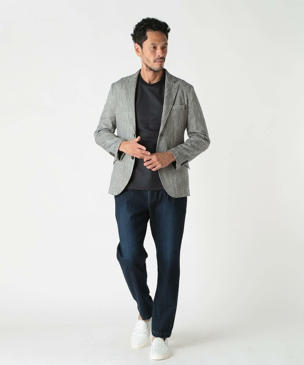 MEN'S BIGI リネン調スラブメランジジャケット ネイビー