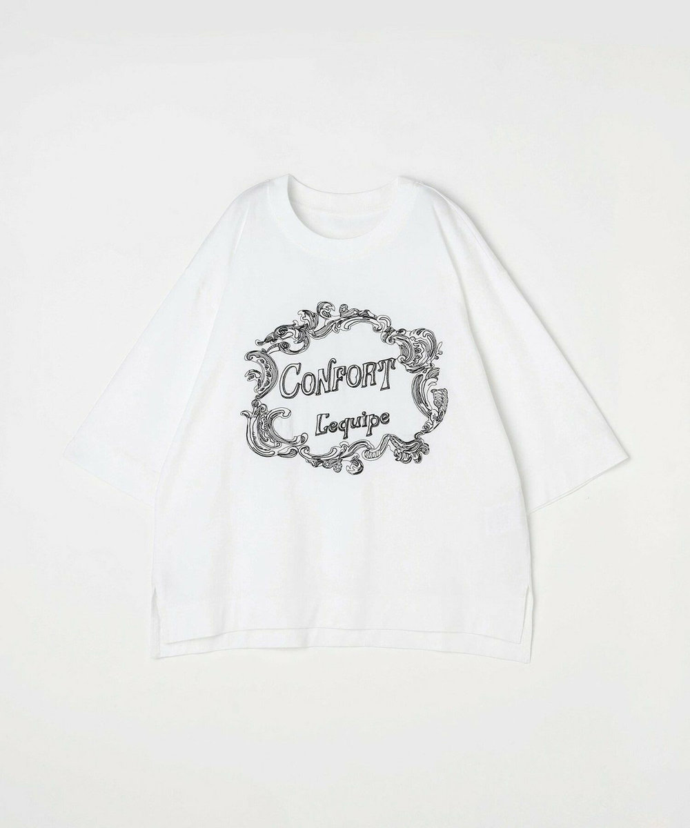 L'EQUIPE Lサイズ（大きいサイズ） 【大きいサイズ】フレームロゴTシャツ ホワイト