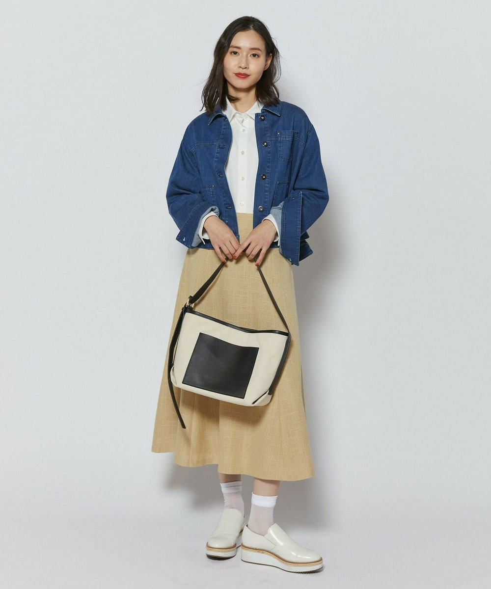 L'EQUIPE シルク混シャンブレースカート ベージュ
