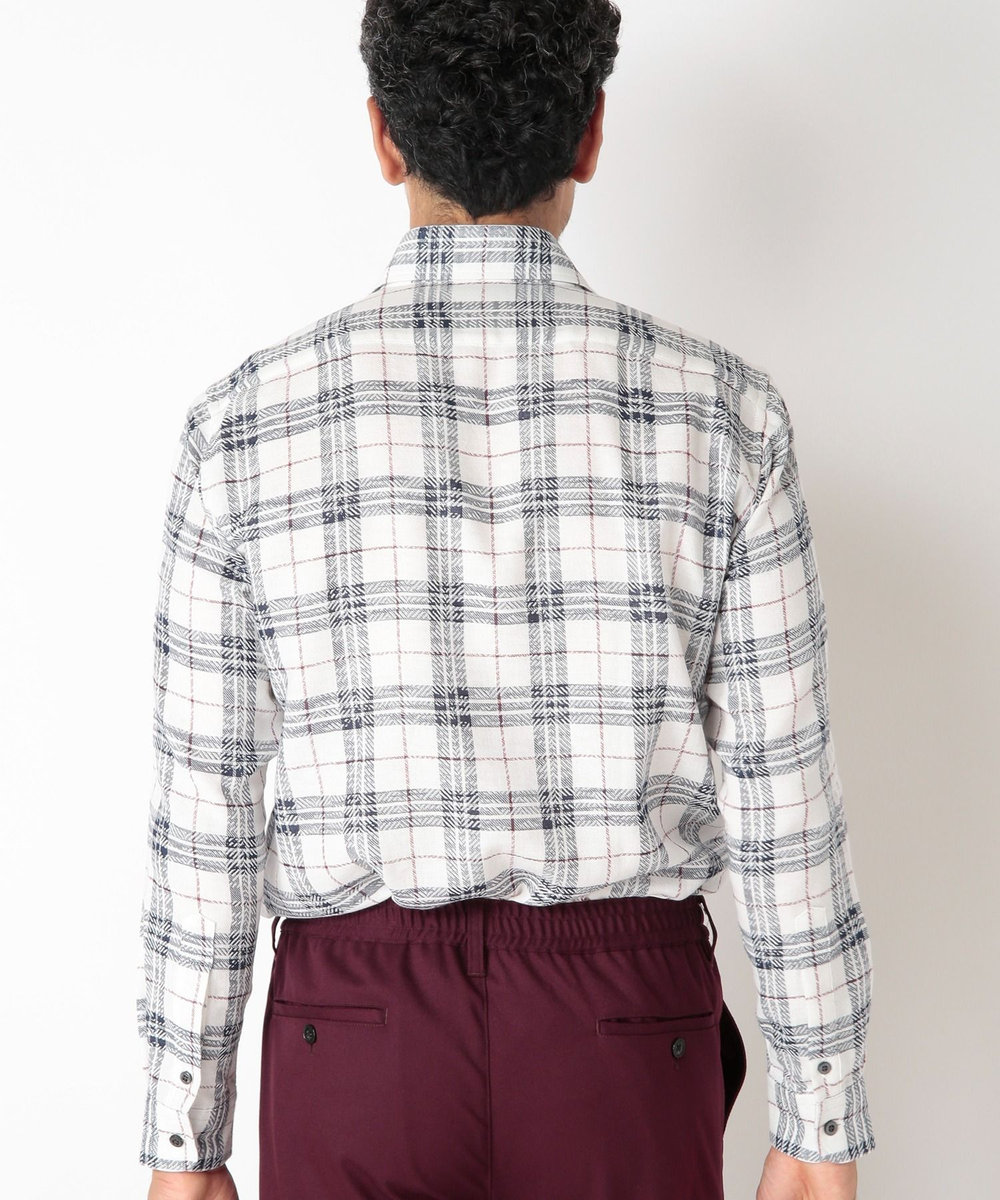 MEN'S BIGI カスレチェックジャガードカッタウェイスキッパーシャツ トリコロール