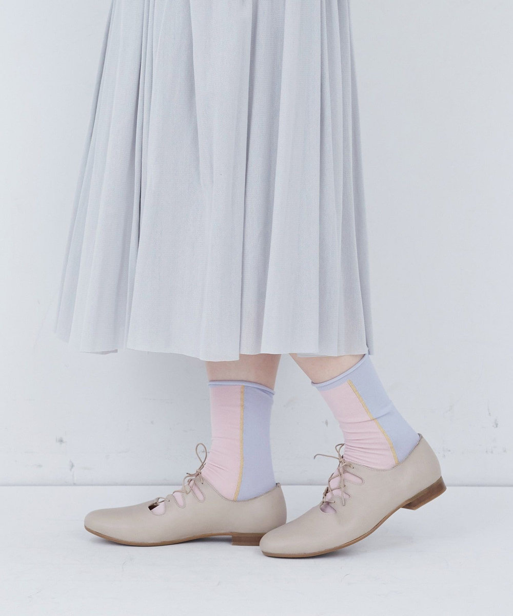 ADIEU TRISTESSE ラメライン入り配色ソックス ピンク系その他