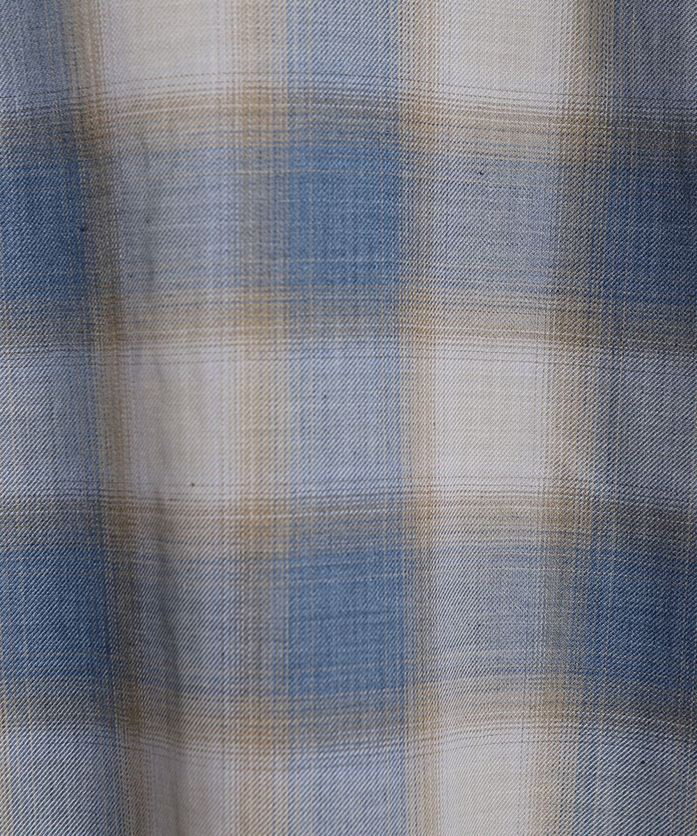 MEN'S BIGI シアーチェックビッグシルエットシャツ ブルー