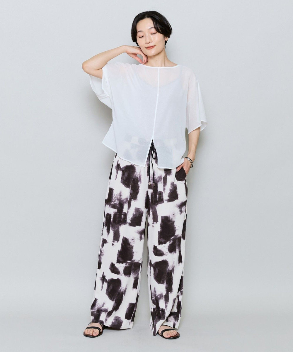 MOGA モノクロブラッシュPtワイドパンツ ブラック