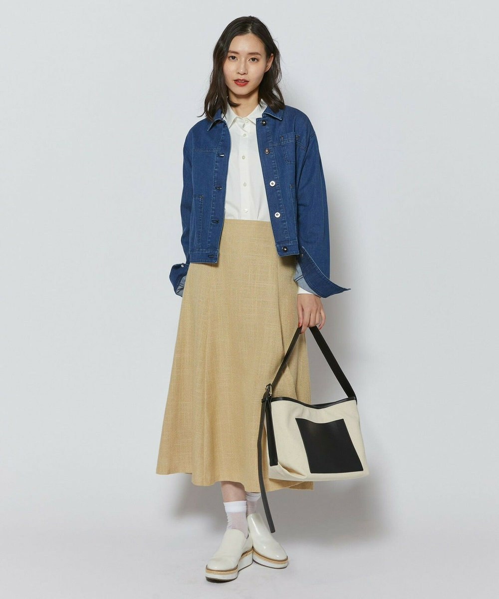 L'EQUIPE シルク混シャンブレースカート ベージュ