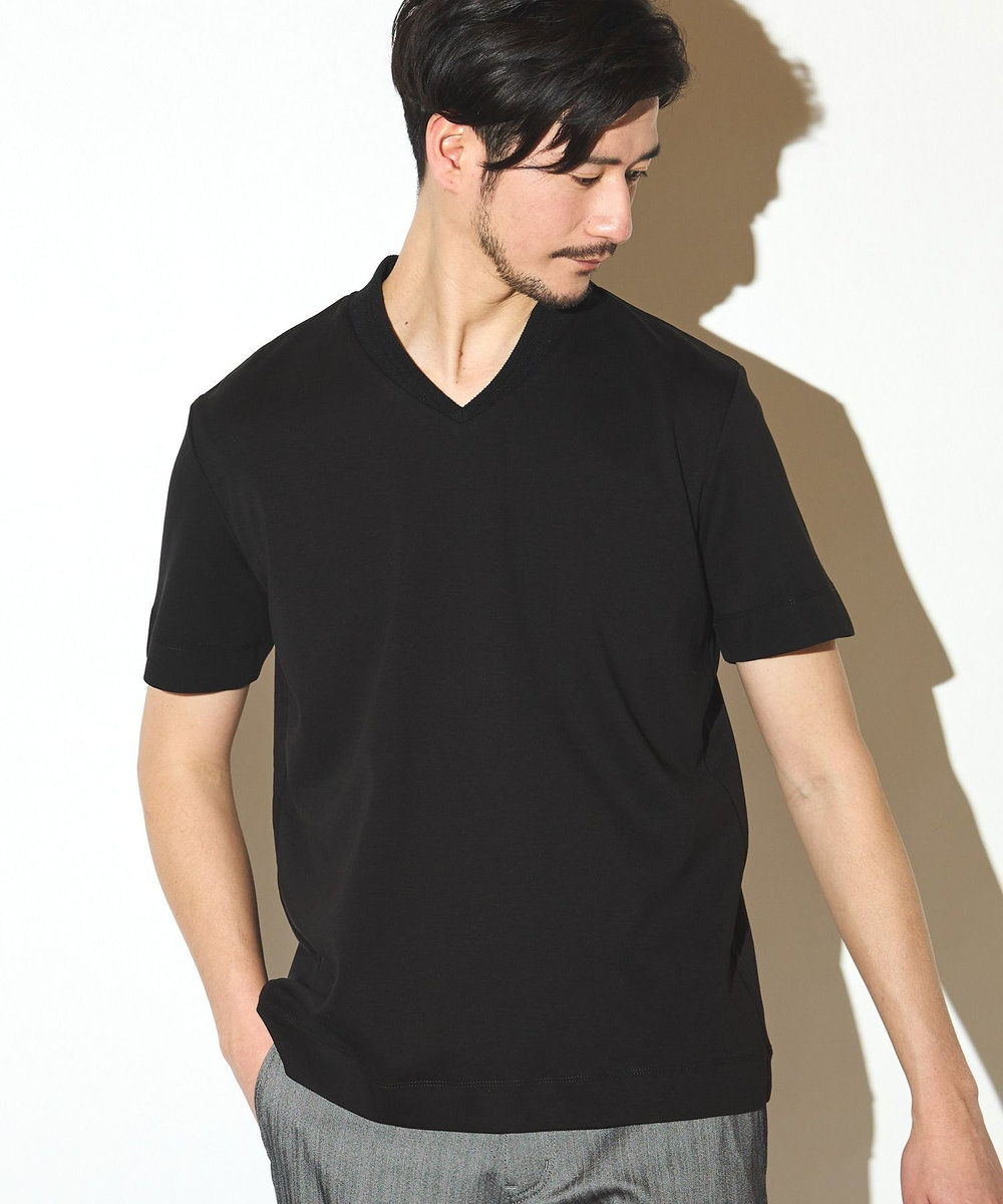 UNION STATION シルケットスムースVネックテーラーTシャツ ブラック