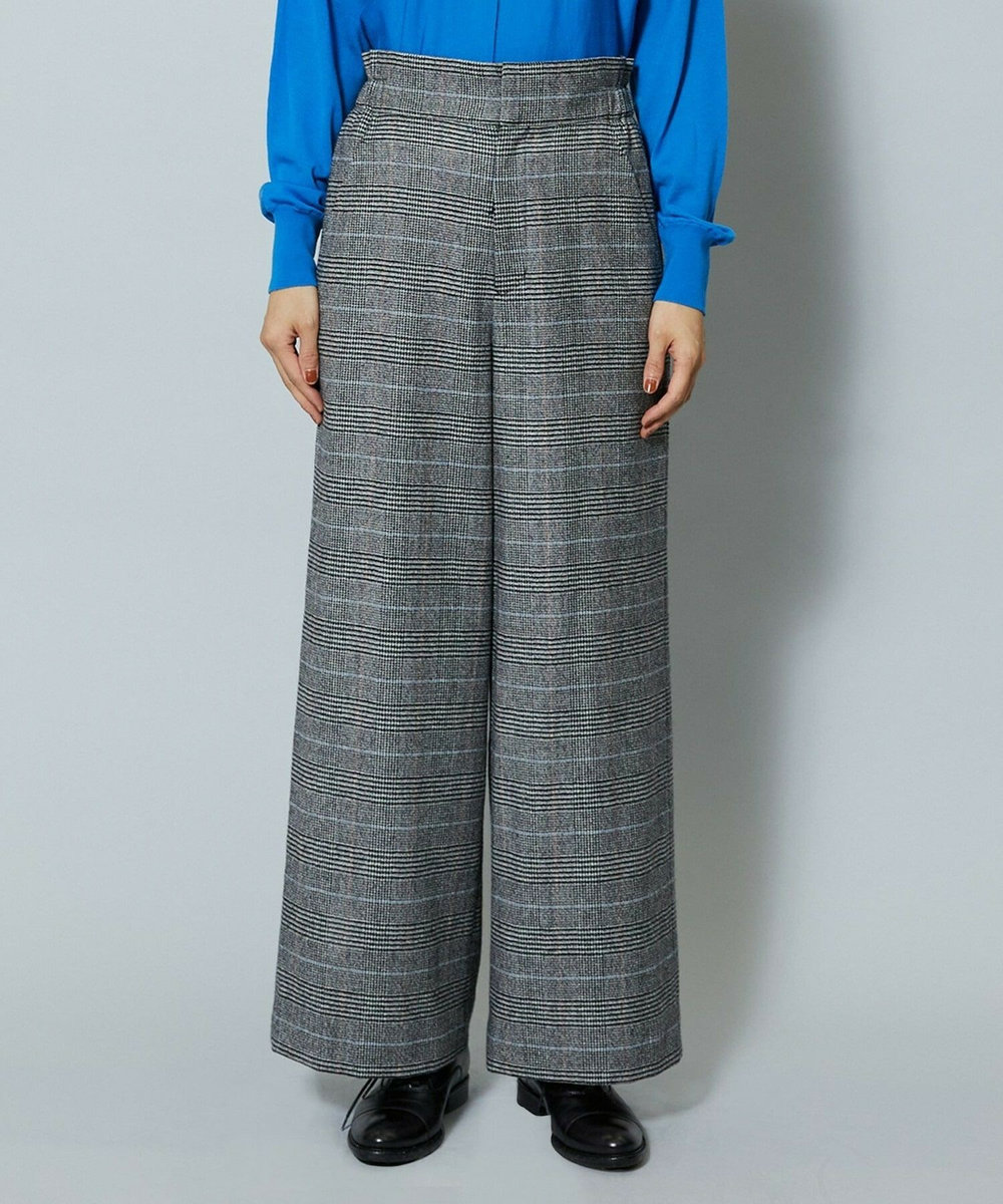 MOGA ウールカシミヤグレンチェックワイドパンツ チェック