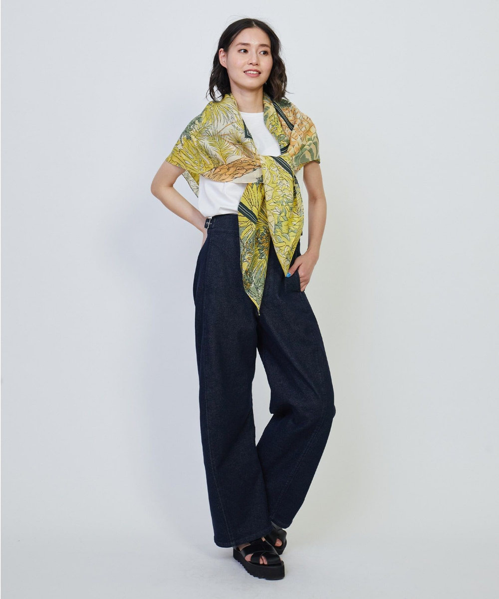 L'EQUIPE デニムライクストレッチパンツ インディゴブルー