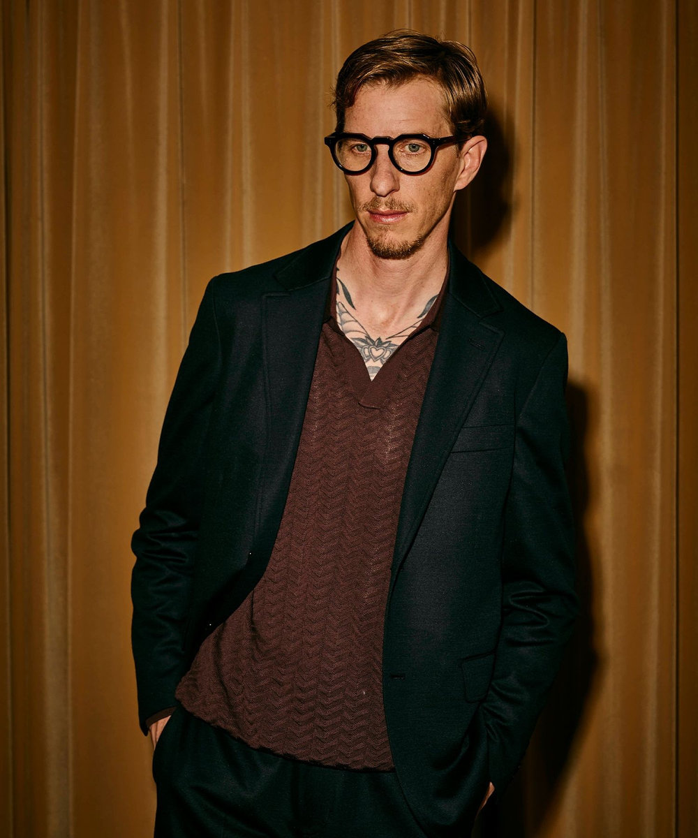 MEN'S BIGI 《別注》COLE HAAN 14G変形ヘリンボンジャカードニットスキッパーポロ ブラウン