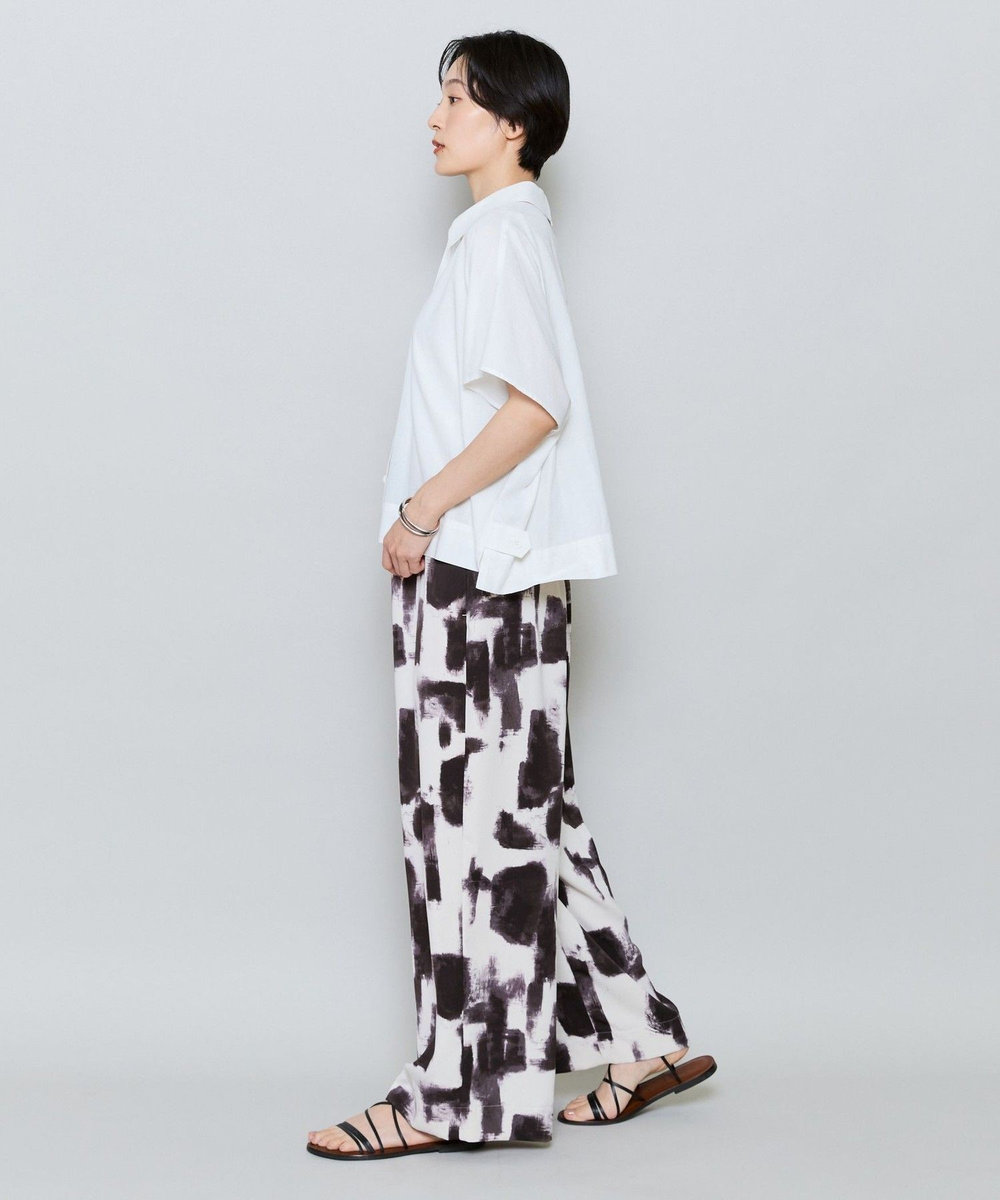 MOGA モノクロブラッシュPtワイドパンツ ブラック