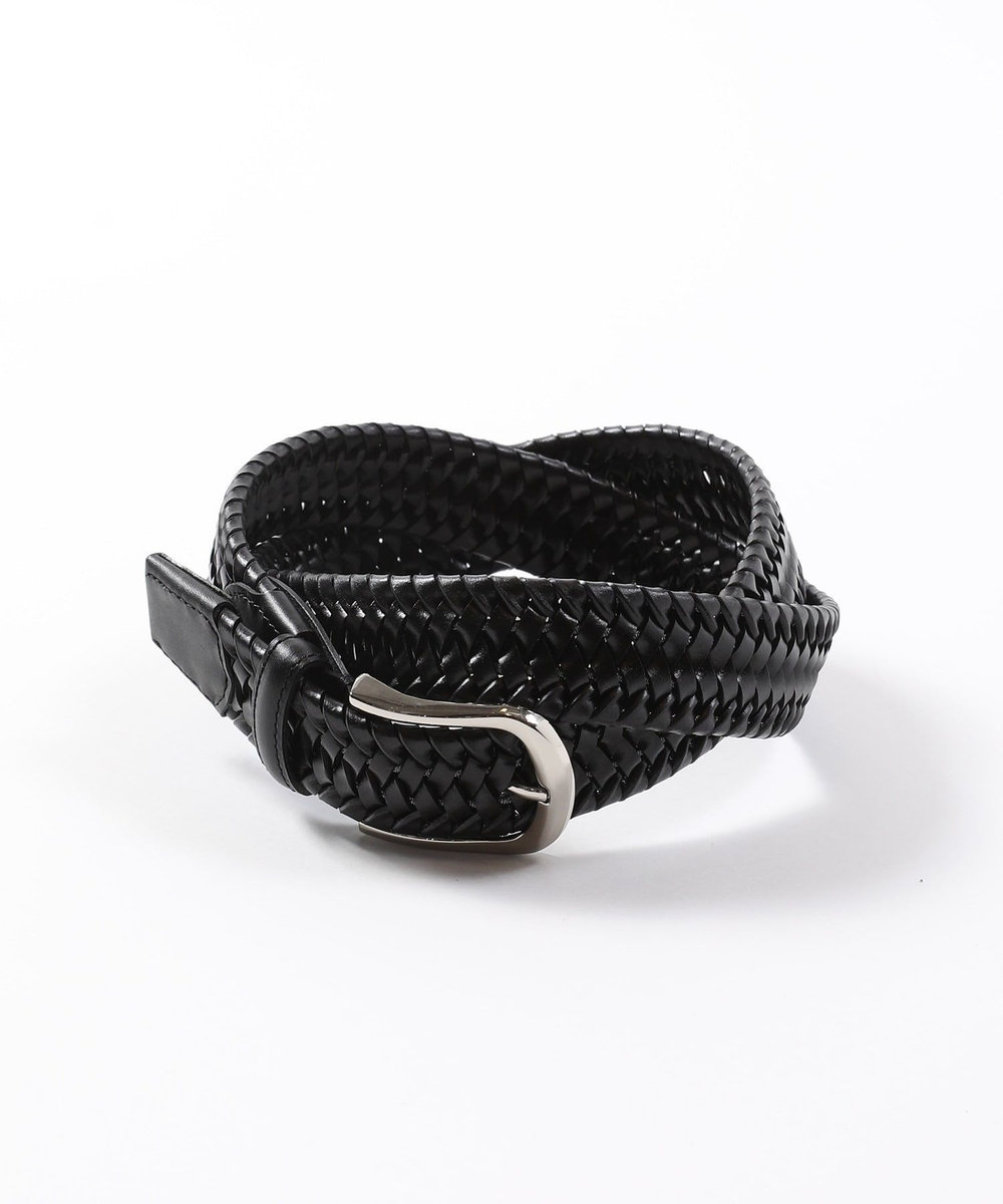 MEN'S BIGI 【DOMODOSSOLA】レザーメッシュプレーンベルト ブラック