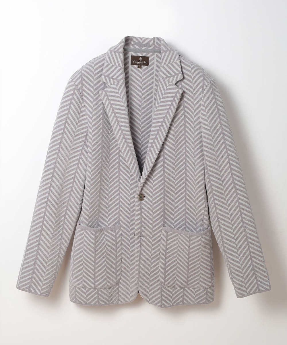 MEN'S BIGI ヘリンボーンニットジャケット グレー