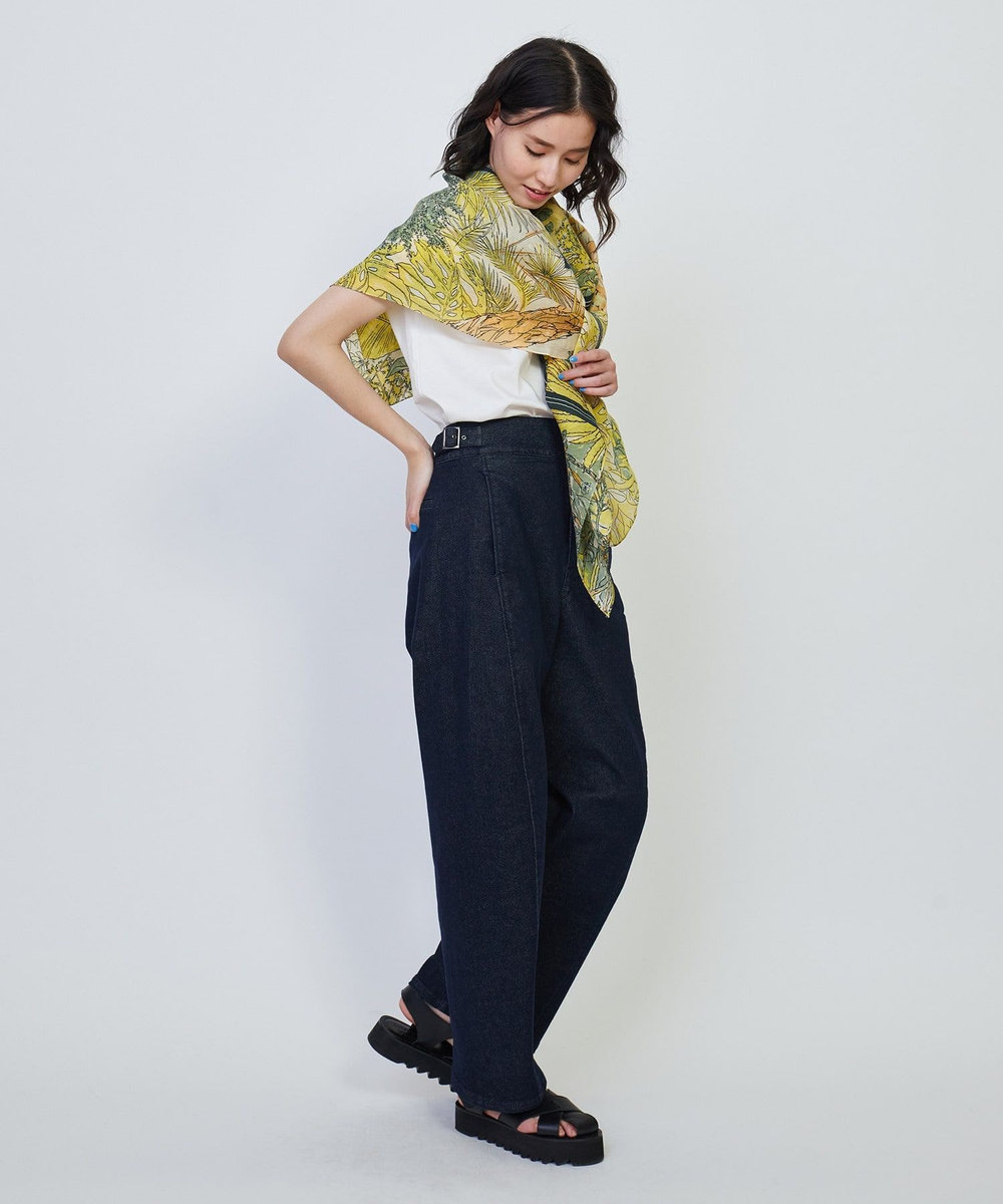 L'EQUIPE デニムライクストレッチパンツ インディゴブルー
