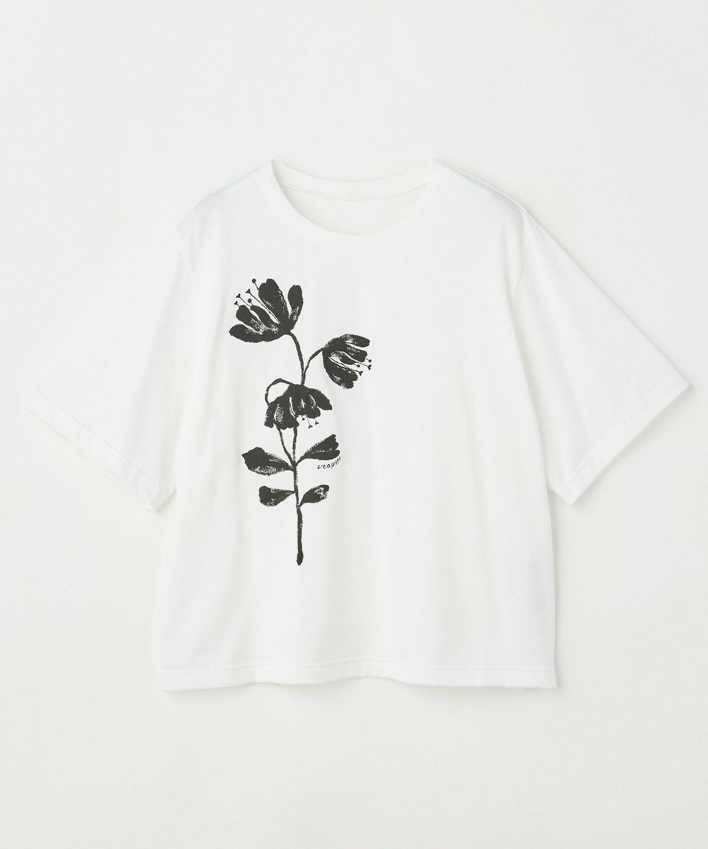 L'EQUIPE Lサイズ（大きいサイズ） 【大きいサイズ】フラワー顔料プリントTシャツ ホワイト