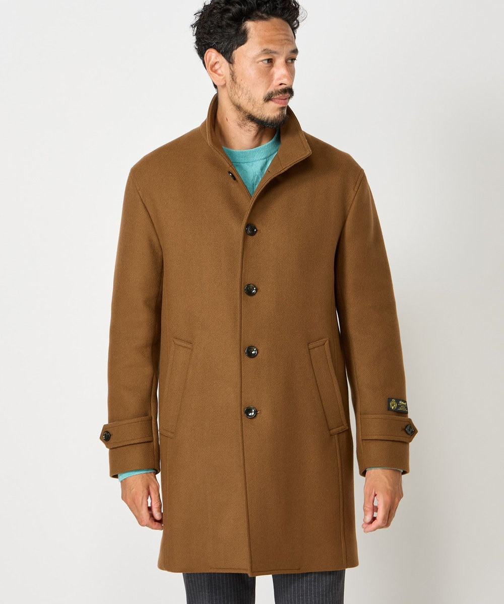 MEN'S BIGI Bellandiウールメルトンスタンドカラーコート ブラウン