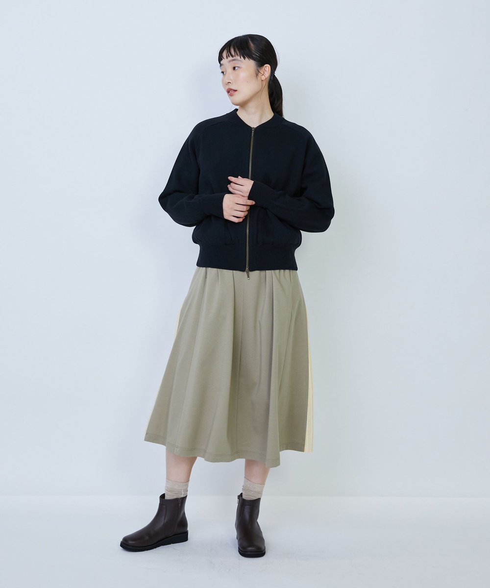 LOISIR コットン接結編みニットブルゾン ブラック