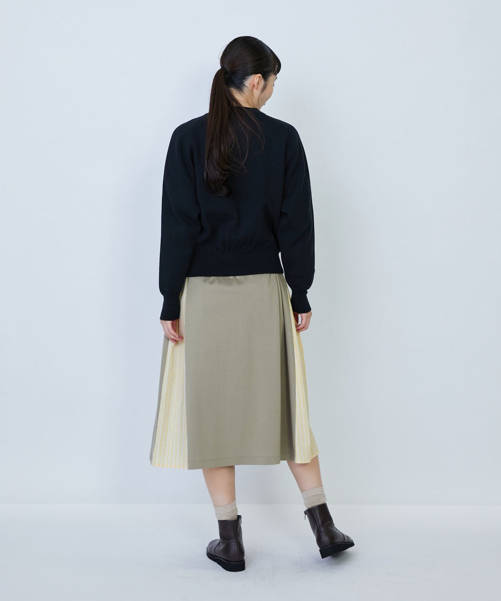 LOISIR コットン接結編みニットブルゾン ブラック