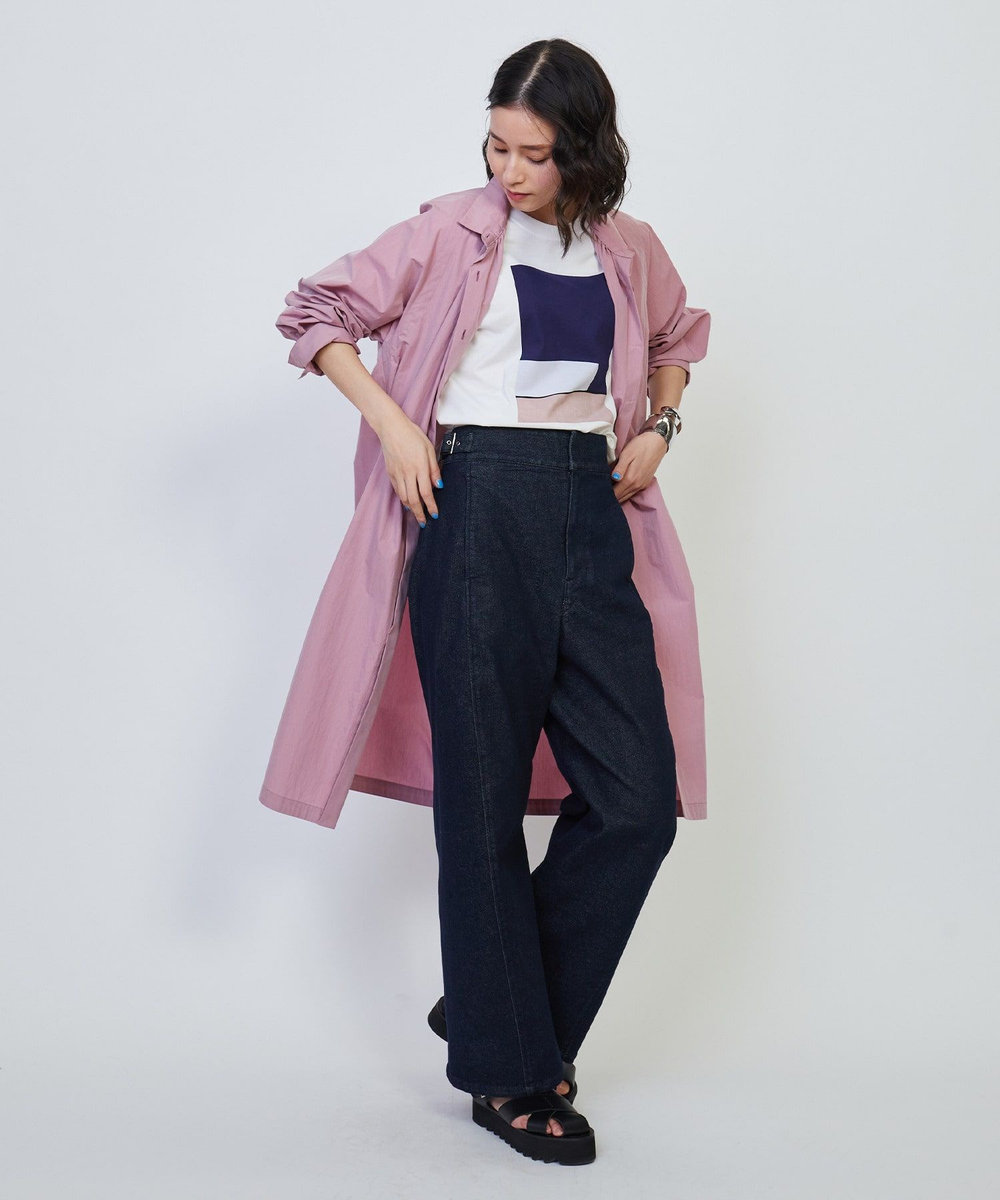 L'EQUIPE デニムライクストレッチパンツ インディゴブルー