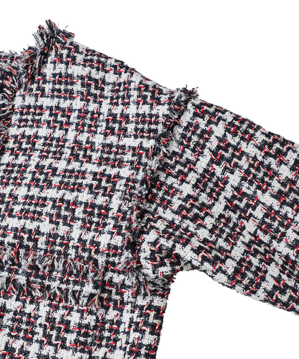 1er Arrondissement TORNIERフリンジツイードジャケット ネイビー
