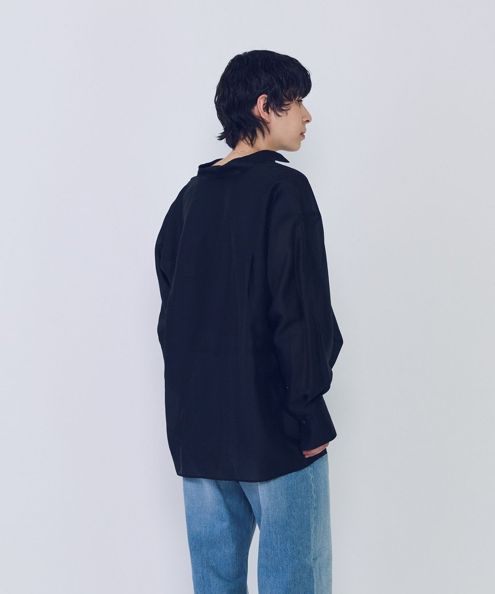 1er Arrondissement シアーテンセルシャツ ブラック