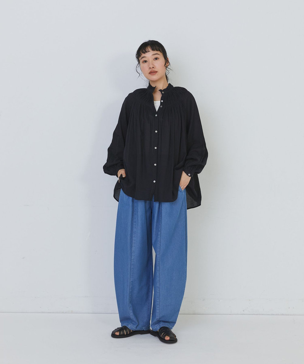 congés payés ADIEU TRISTESSE カーブシルエットデニムパンツ ライトインディゴブルー