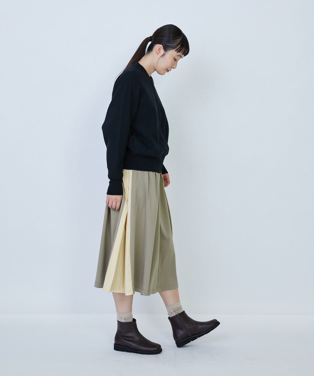 LOISIR コットン接結編みニットブルゾン ブラック