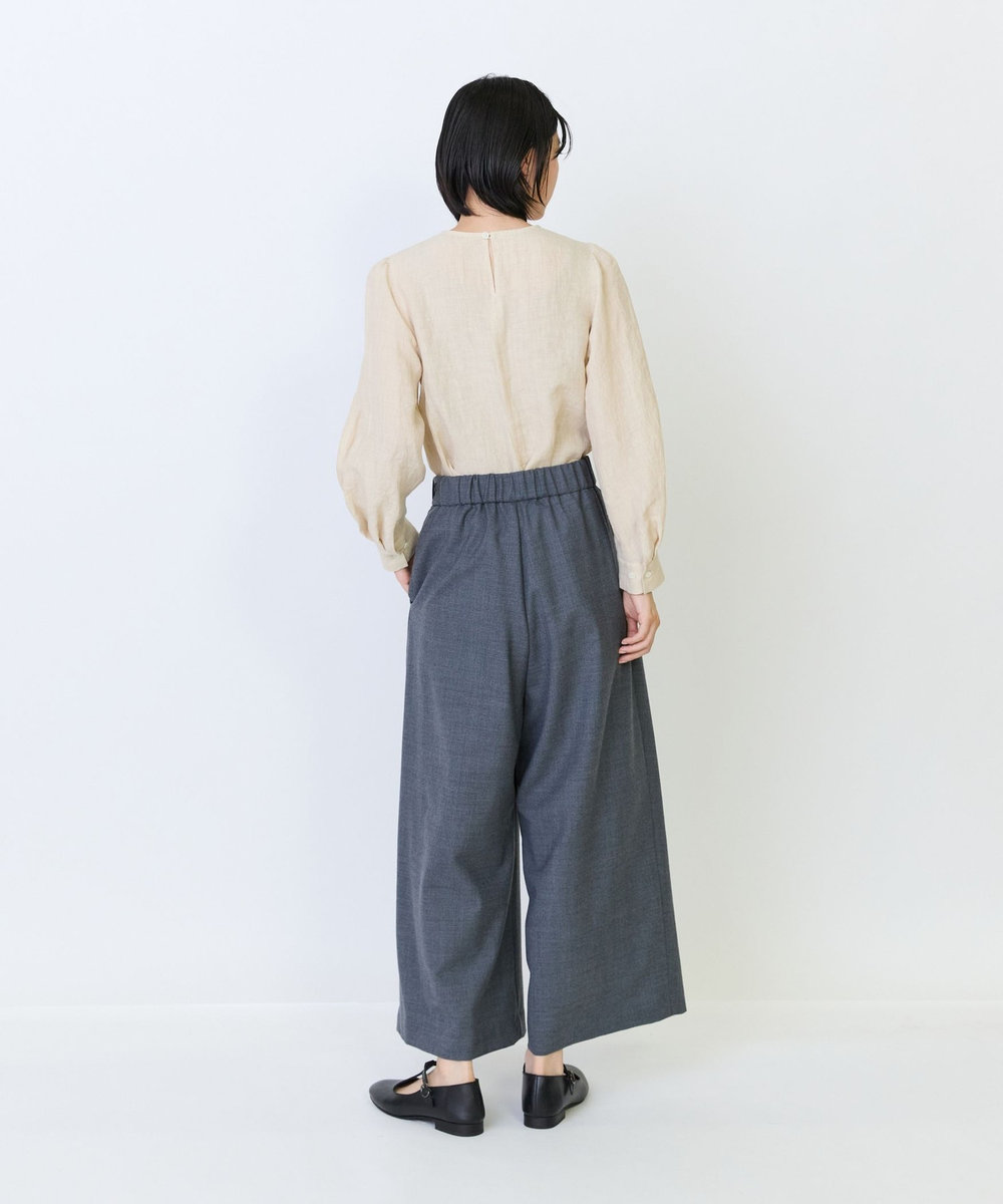 LOISIR エステルウールサキソニーワイドパンツ グレー