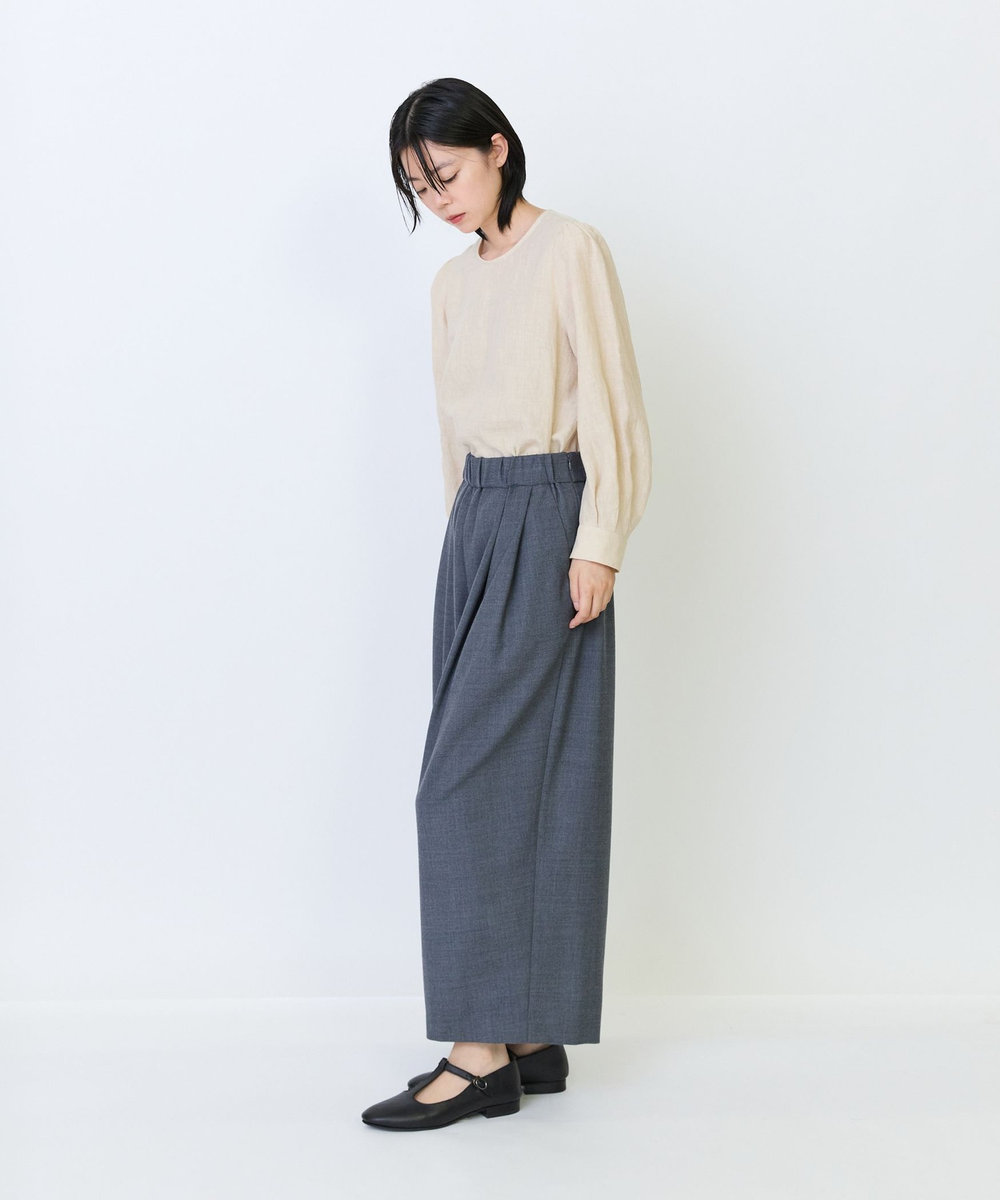 LOISIR エステルウールサキソニーワイドパンツ グレー