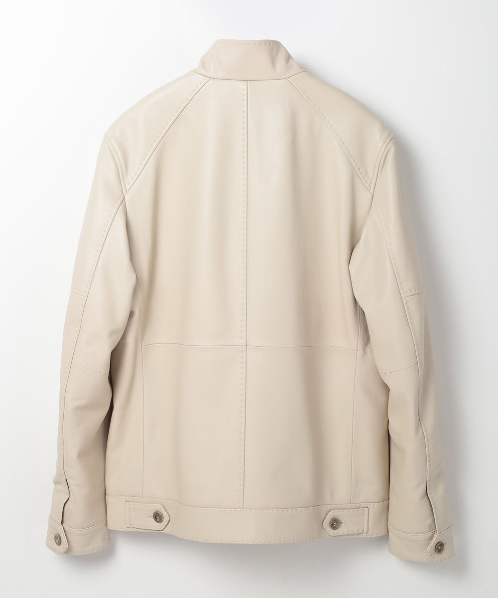 MEN'S BIGI スタンドカラーシングルライダース レザージャケット オフホワイト
