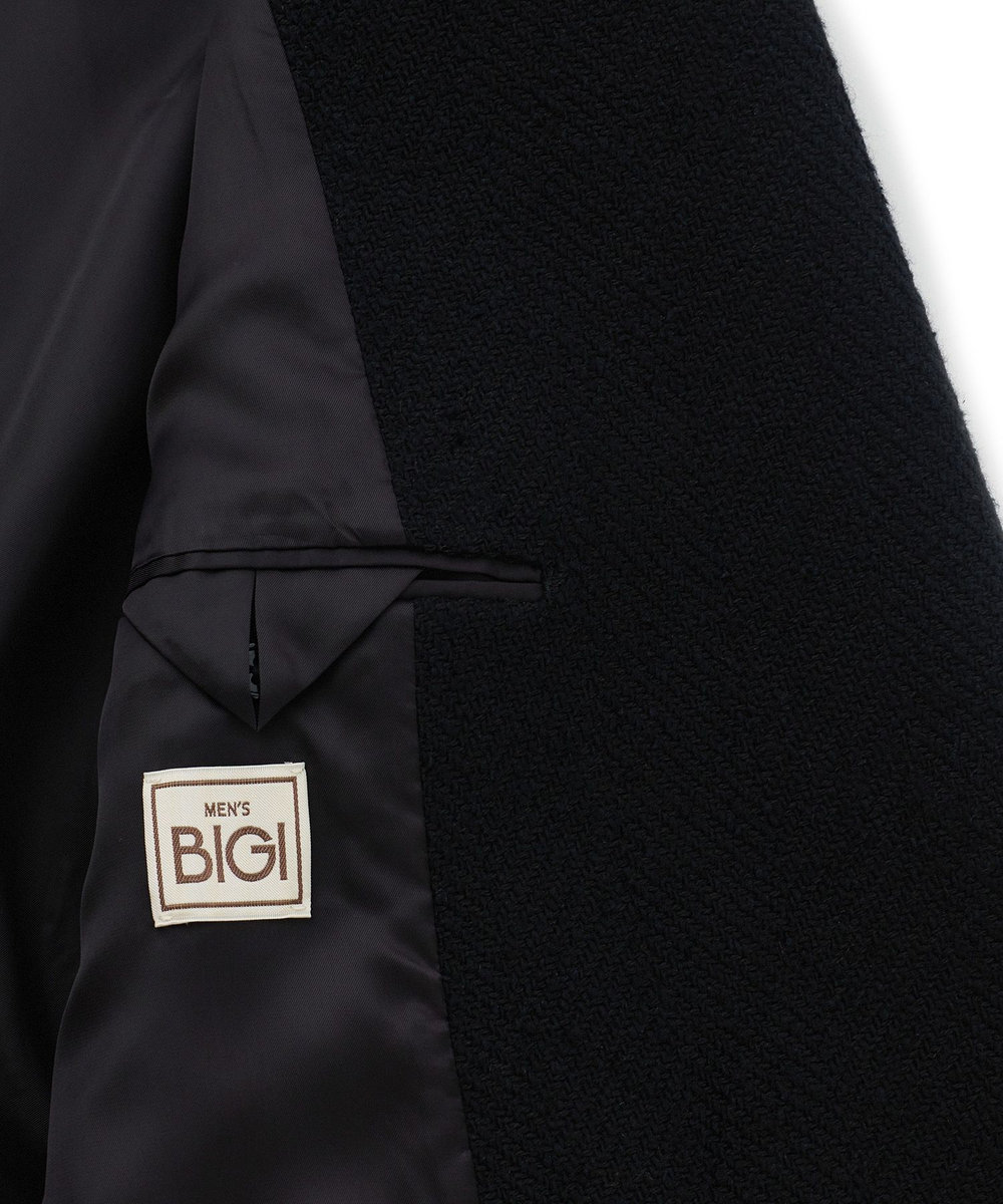 MEN'S BIGI 【BASED ON MEN'S BIGI HERITAGE】ブラックヘリンボーン コテージコート ブラック