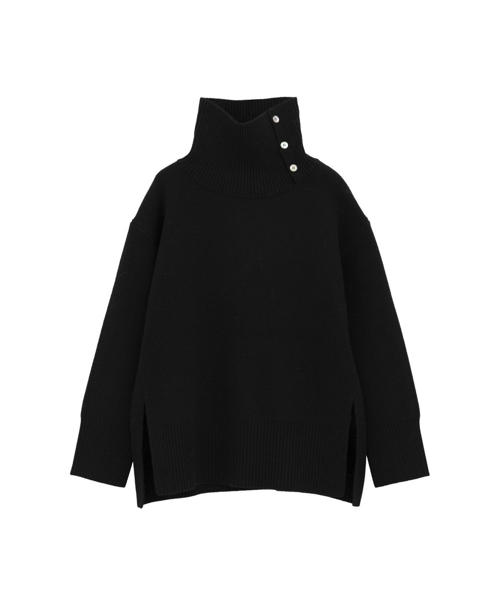 1er Arrondissement ウールカシミアダブルフェイスボトルネックニット ブラック