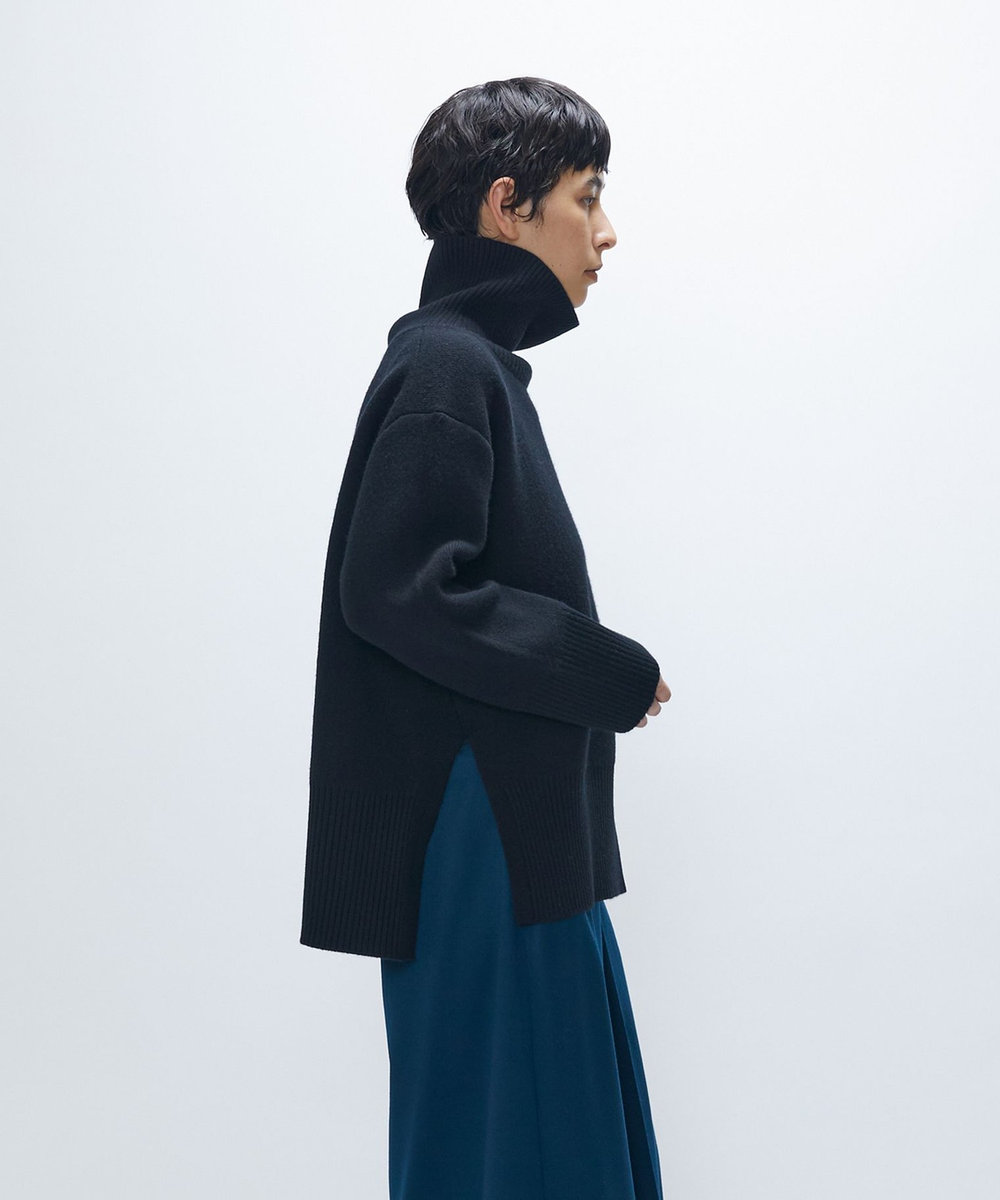 1er Arrondissement ウールカシミアダブルフェイスボトルネックニット ブラック