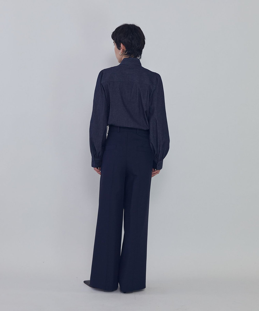 1er Arrondissement ツイルワイドトラウザー ネイビー