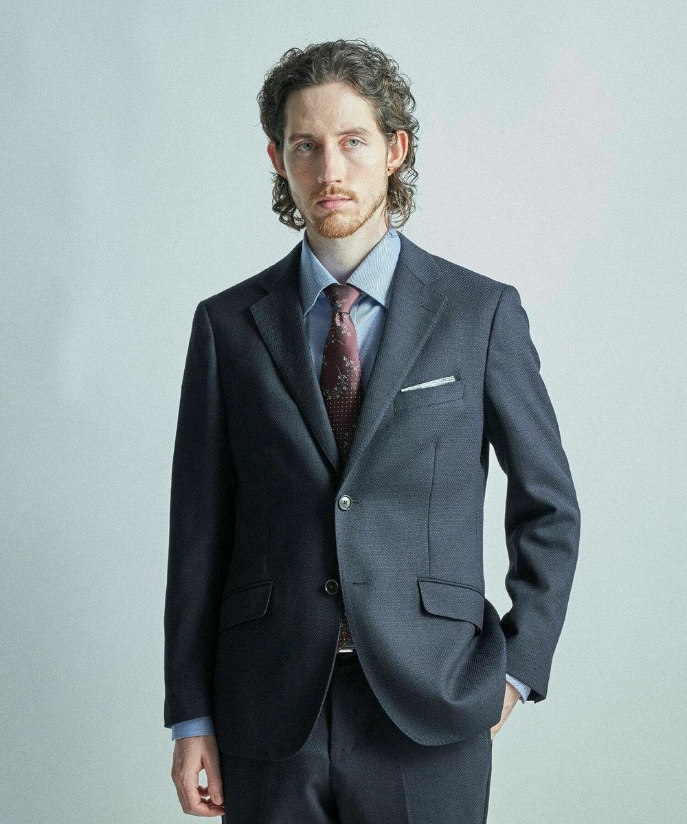 MEN'S BIGI ミックスヤーン/ホップサックテーラードジャケット ダークネイビー