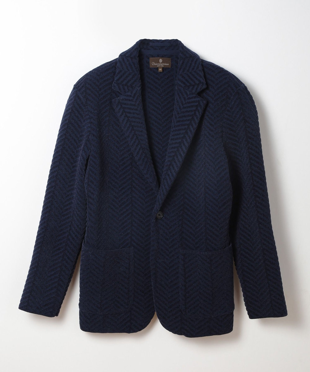 MEN'S BIGI ヘリンボーンニットジャケット ネイビー