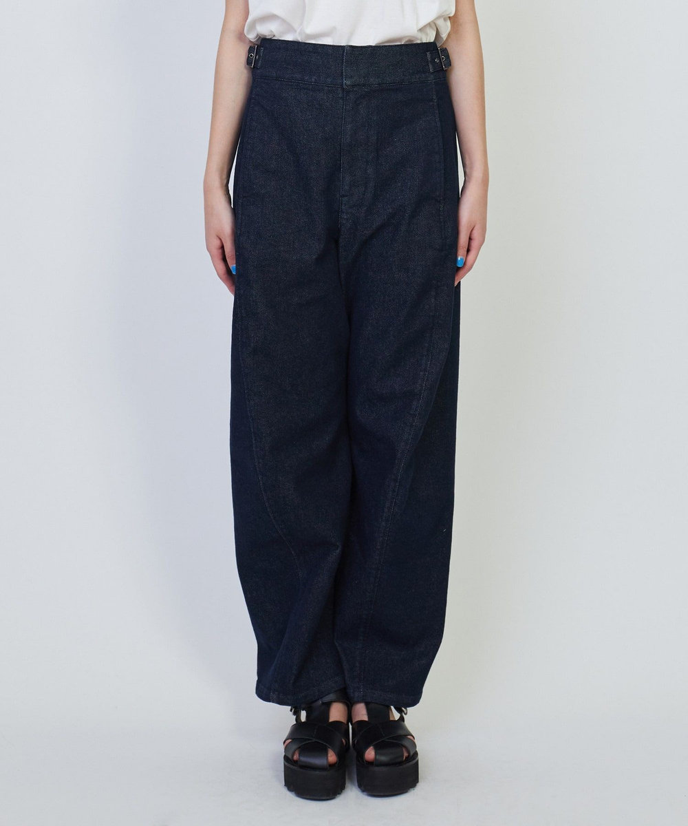 L'EQUIPE デニムライクストレッチパンツ インディゴブルー
