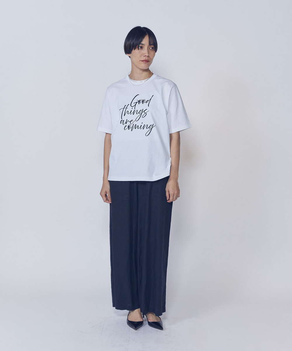 1er Arrondissement USコットンロゴプリントＴシャツ ホワイト