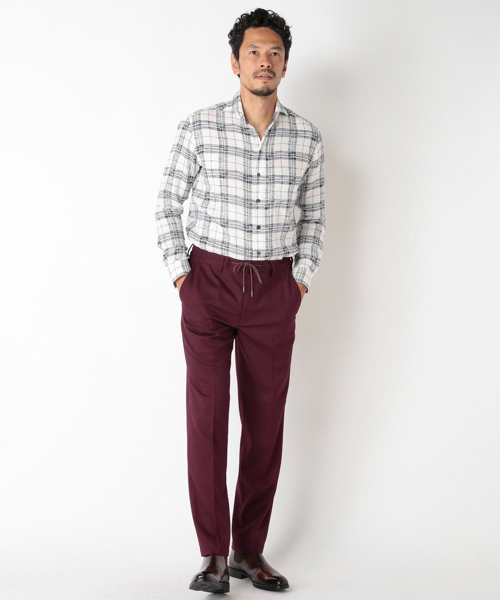 MEN'S BIGI カスレチェックジャガードカッタウェイスキッパーシャツ トリコロール