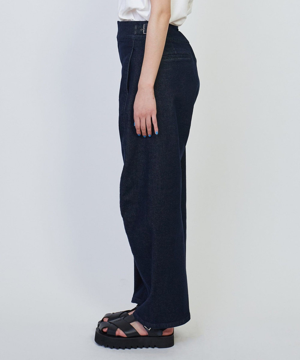 L'EQUIPE デニムライクストレッチパンツ インディゴブルー