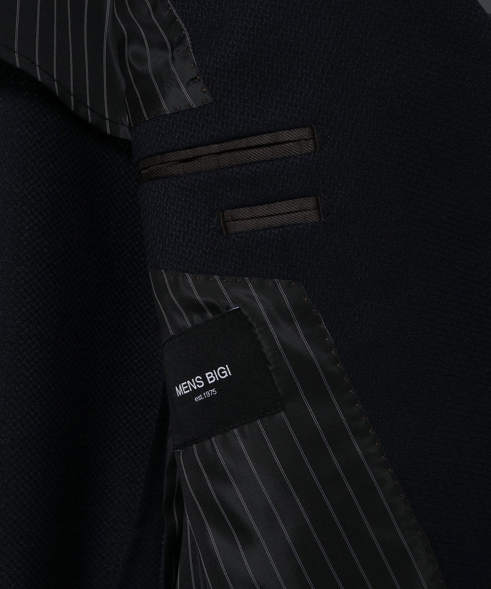 MEN'S BIGI シェブロンジャカードスーツセットアップ＜同素材ベストあり＞ ネイビー