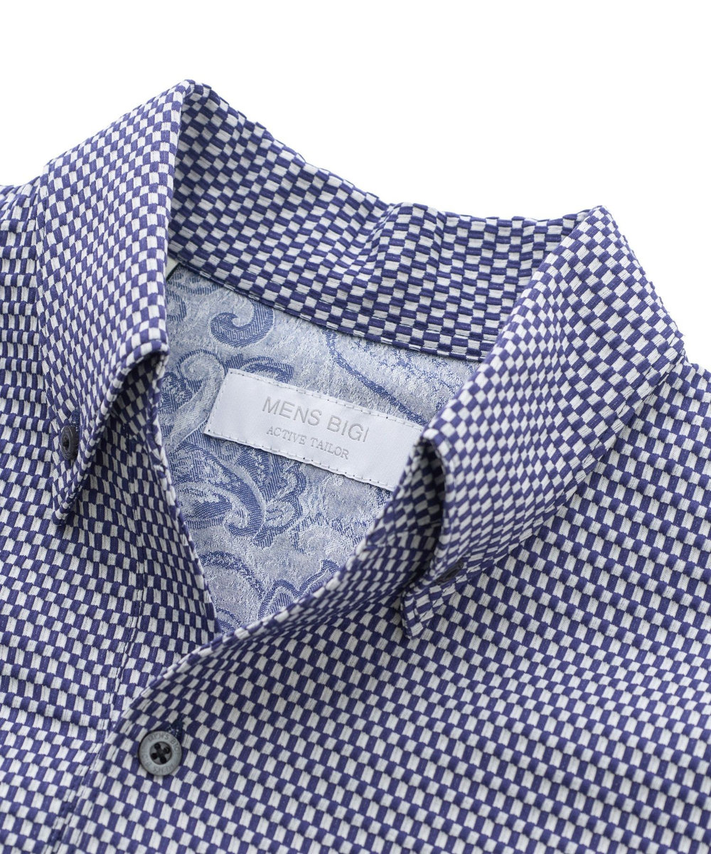 MEN'S BIGI 【ACTIVE TAILOR】ニットサッカーポロシャツ<COOL MAX/吸水速乾> ブルー