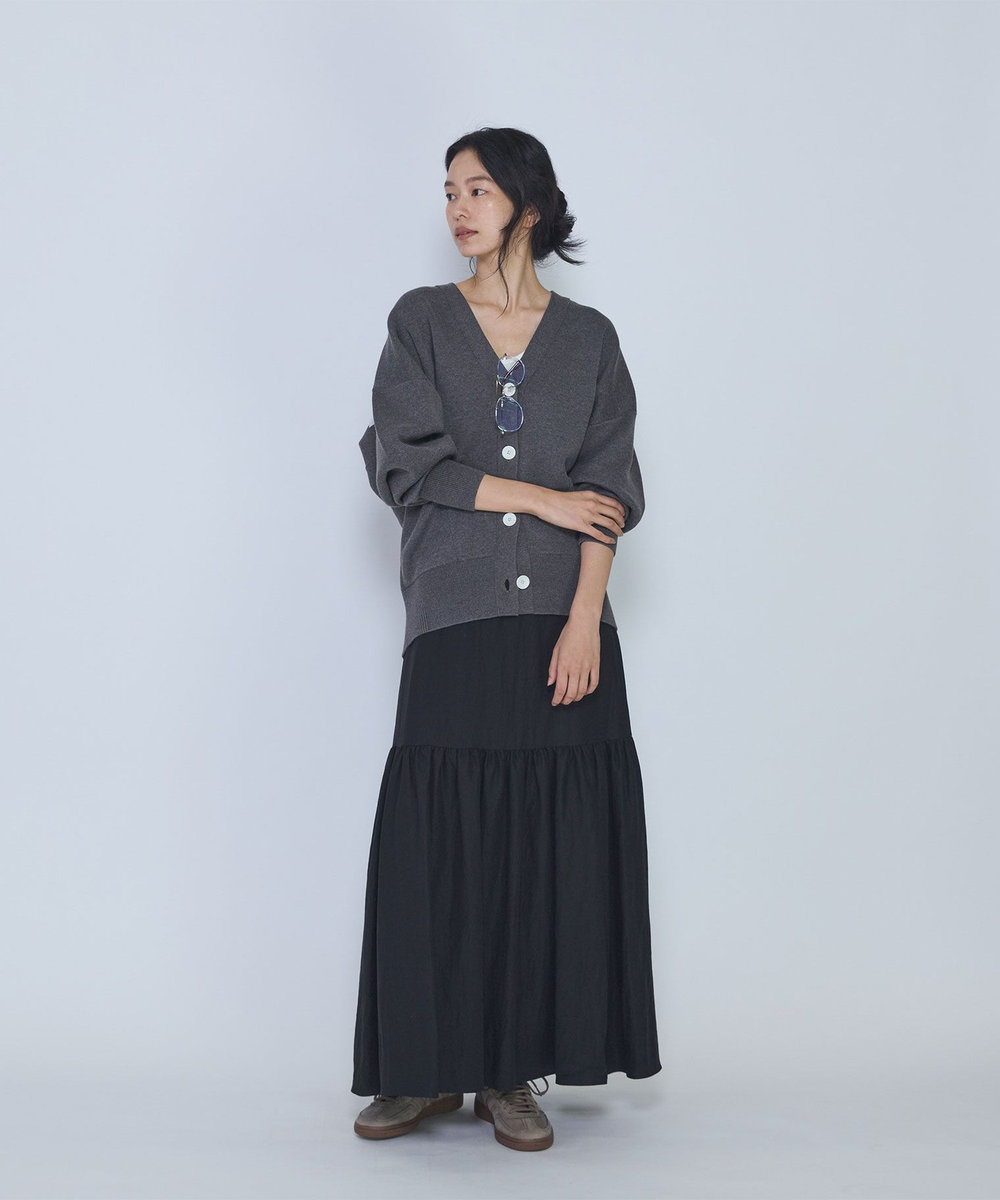 1er Arrondissement フィブリルポプリンティアードスカート ブラック
