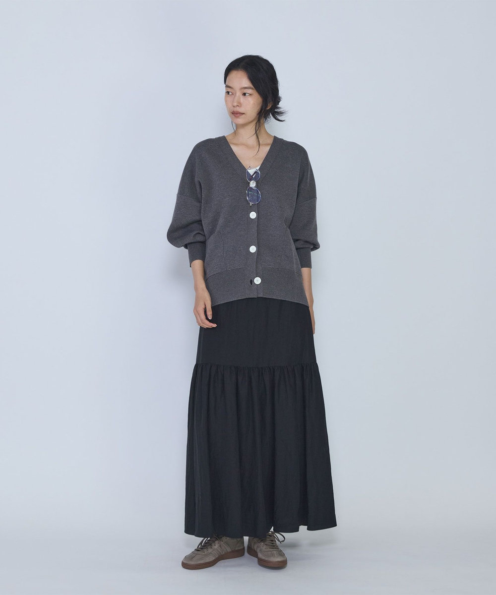 1er Arrondissement フィブリルポプリンティアードスカート ブラック